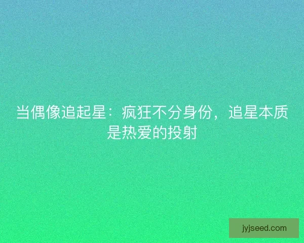当偶像追起星：疯狂不分身份，追星本质是热爱的投射