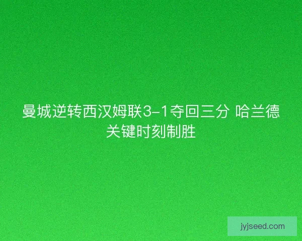 曼城逆转西汉姆联3-1夺回三分 哈兰德关键时刻制胜