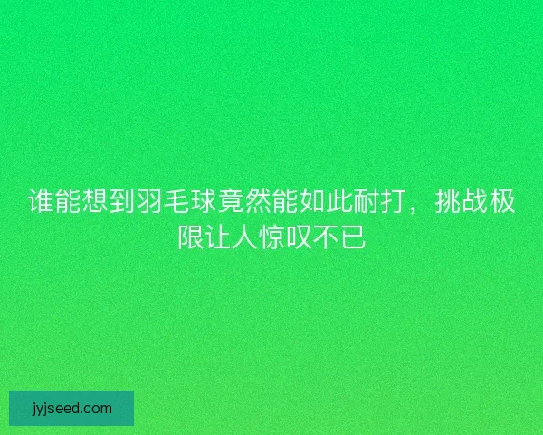 谁能想到羽毛球竟然能如此耐打，挑战极限让人惊叹不已